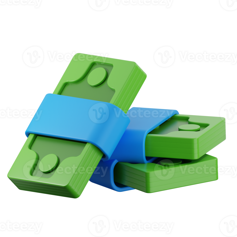 Bundles of money representing investment and profit with transparent background png
