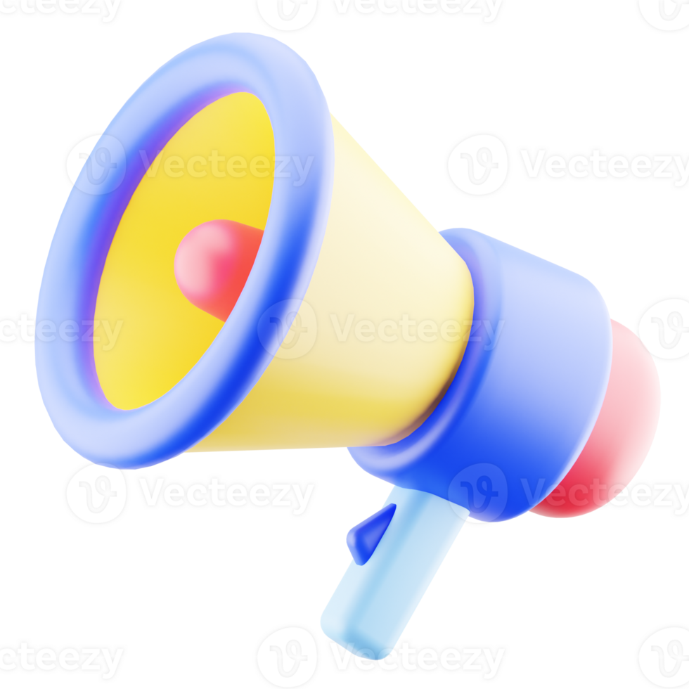 Megaphone illustration isolated. loudspeaker 3d render icon. png