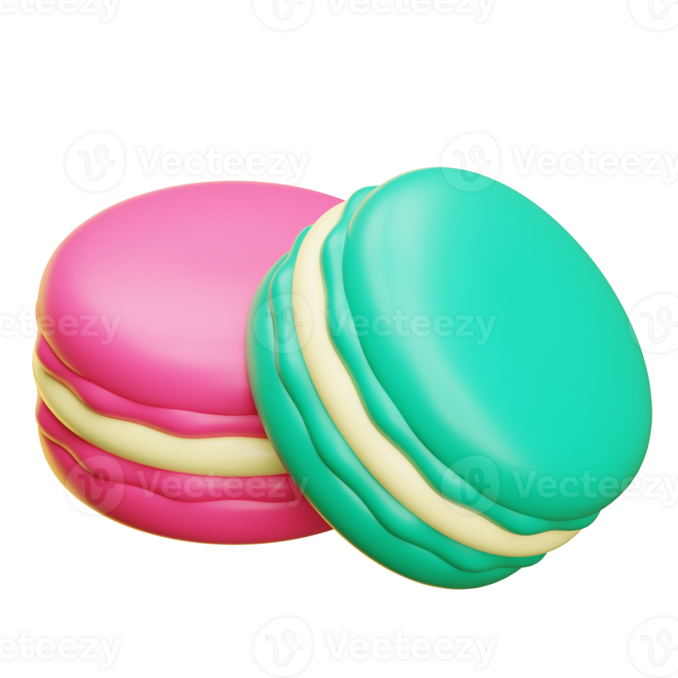 Two colorful macarons with cream filling png