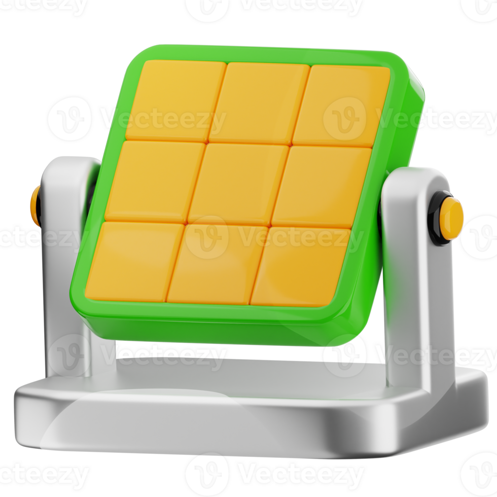 Solar panel with battery 3d illustration. renewable energy icon. png