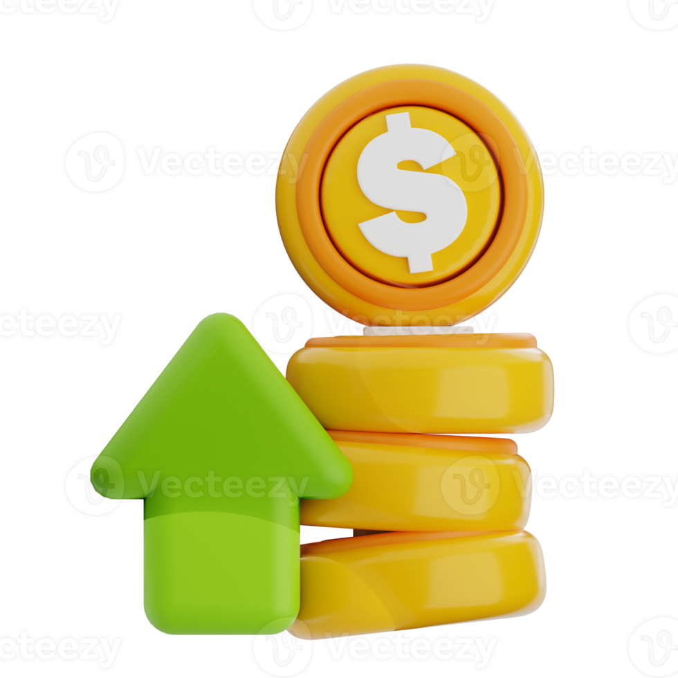 Income 3d illustration. business investment icon. png
