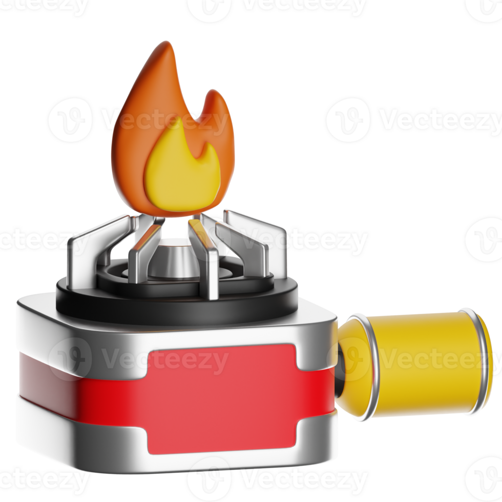 Portable camping stove burning with yellow and red flame png