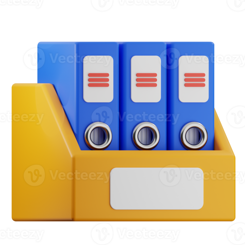 File binder, document 3d illustration. office stationery icon. png