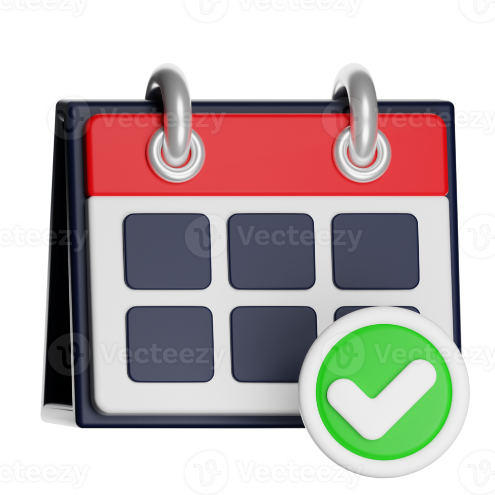 Calendar with check mark showing scheduled event completion png