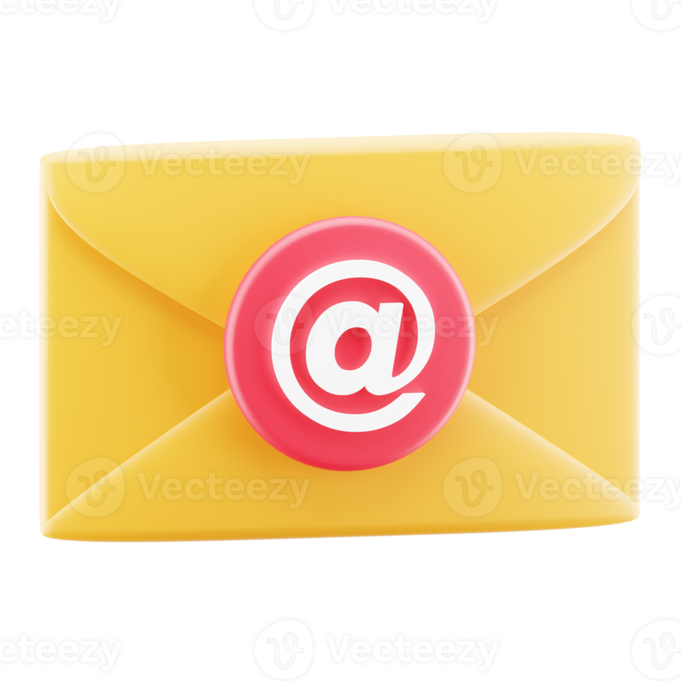 Email envelope 3d icon isolated. message illustration. png