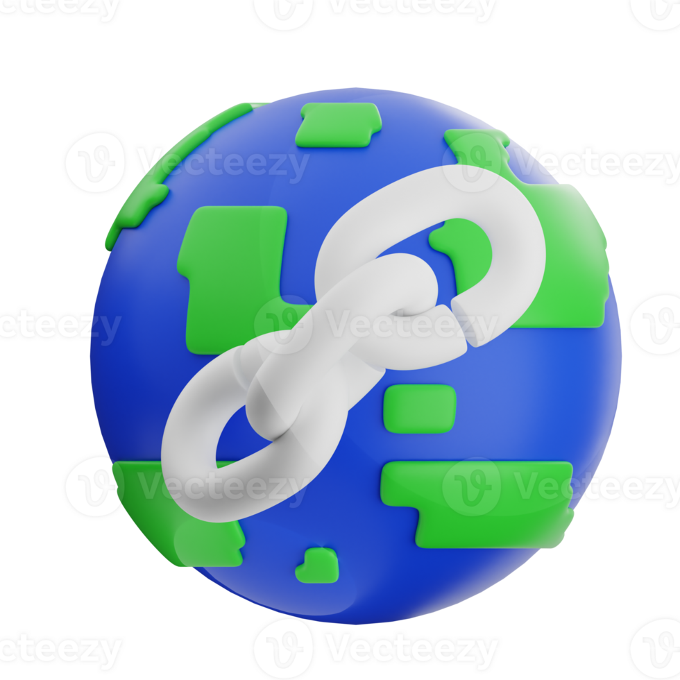 Globe with chain depicting connectivity png