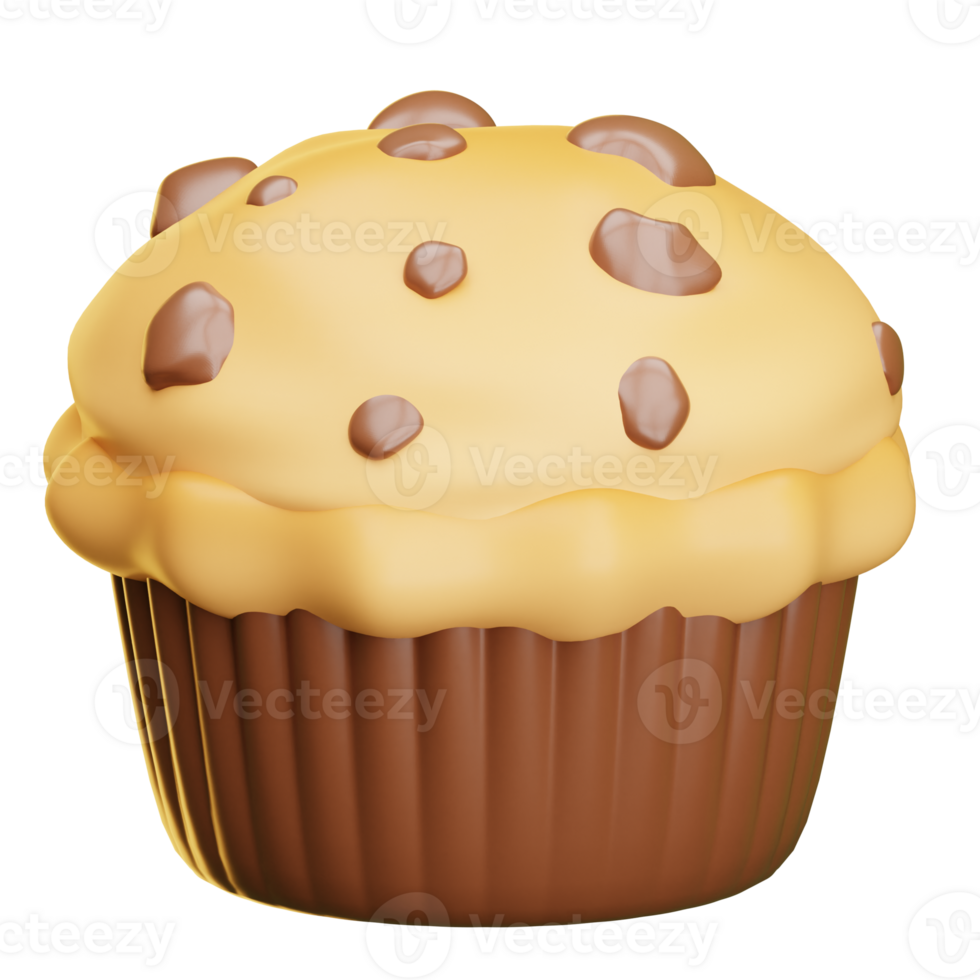 3d chocolate chip muffin png