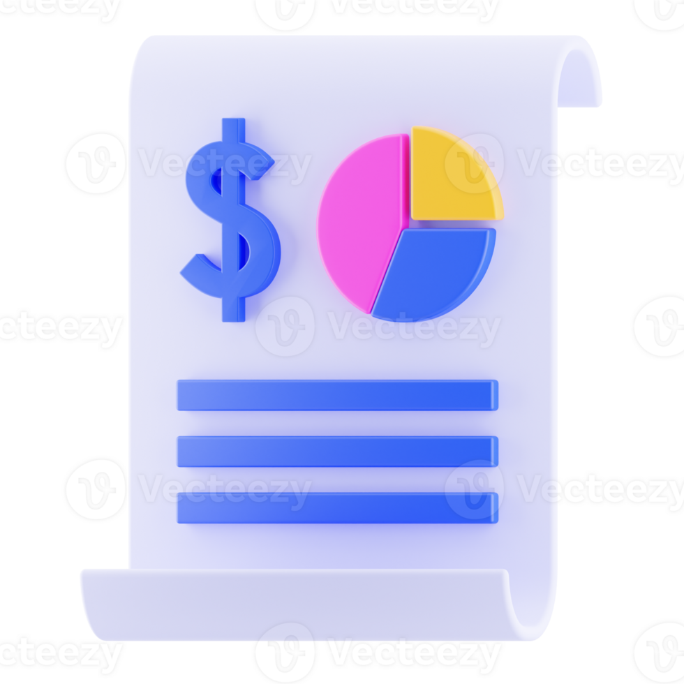 Business finance illustration. business report 3d render isolated. png