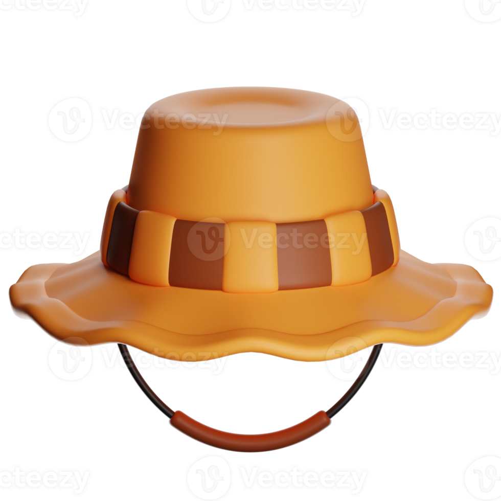 3d rendering of an orange and brown bucket hat png