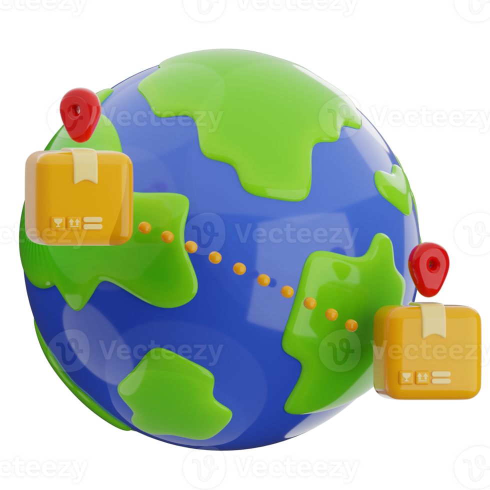 Globe with package delivery icons png