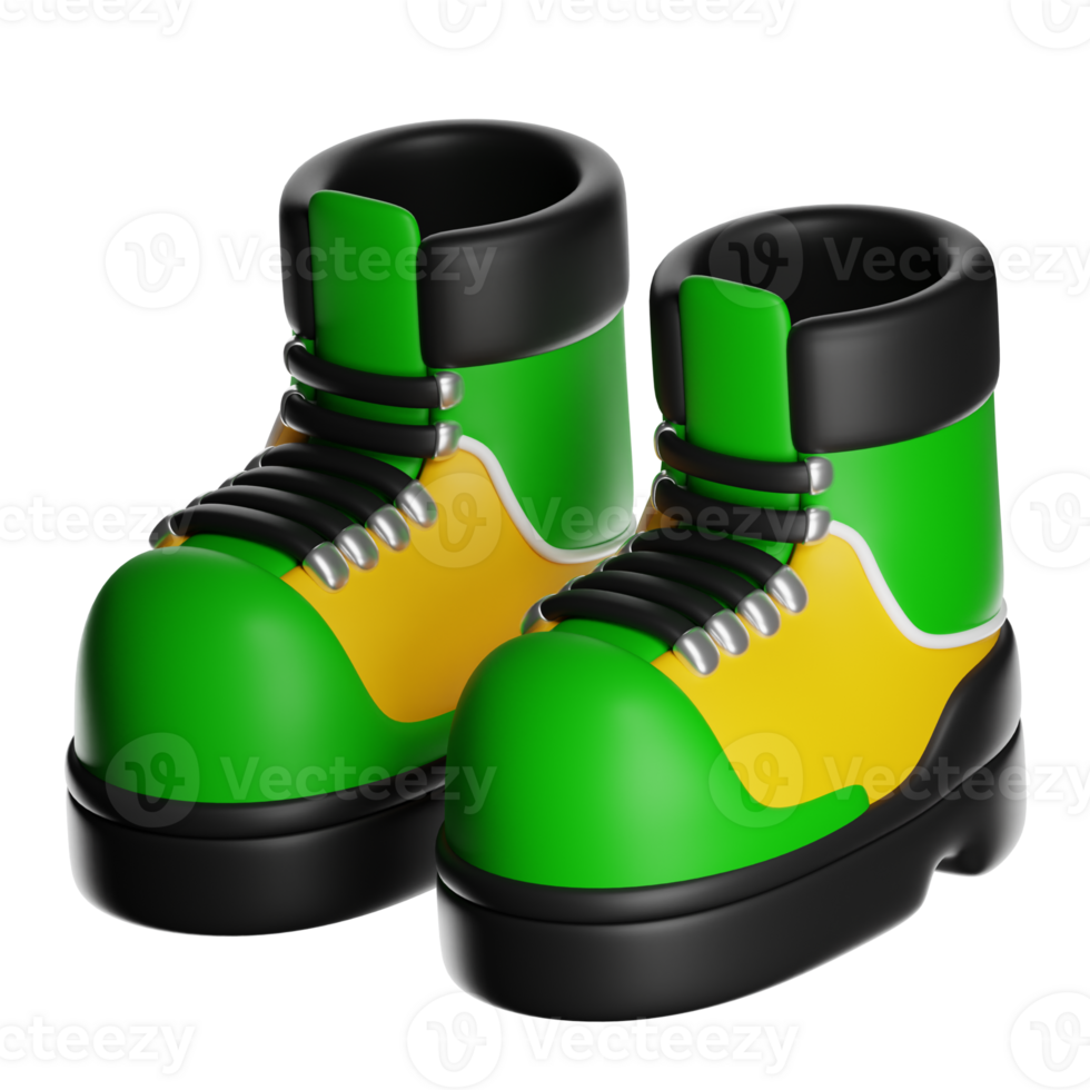 Pair of green and yellow hiking boots png