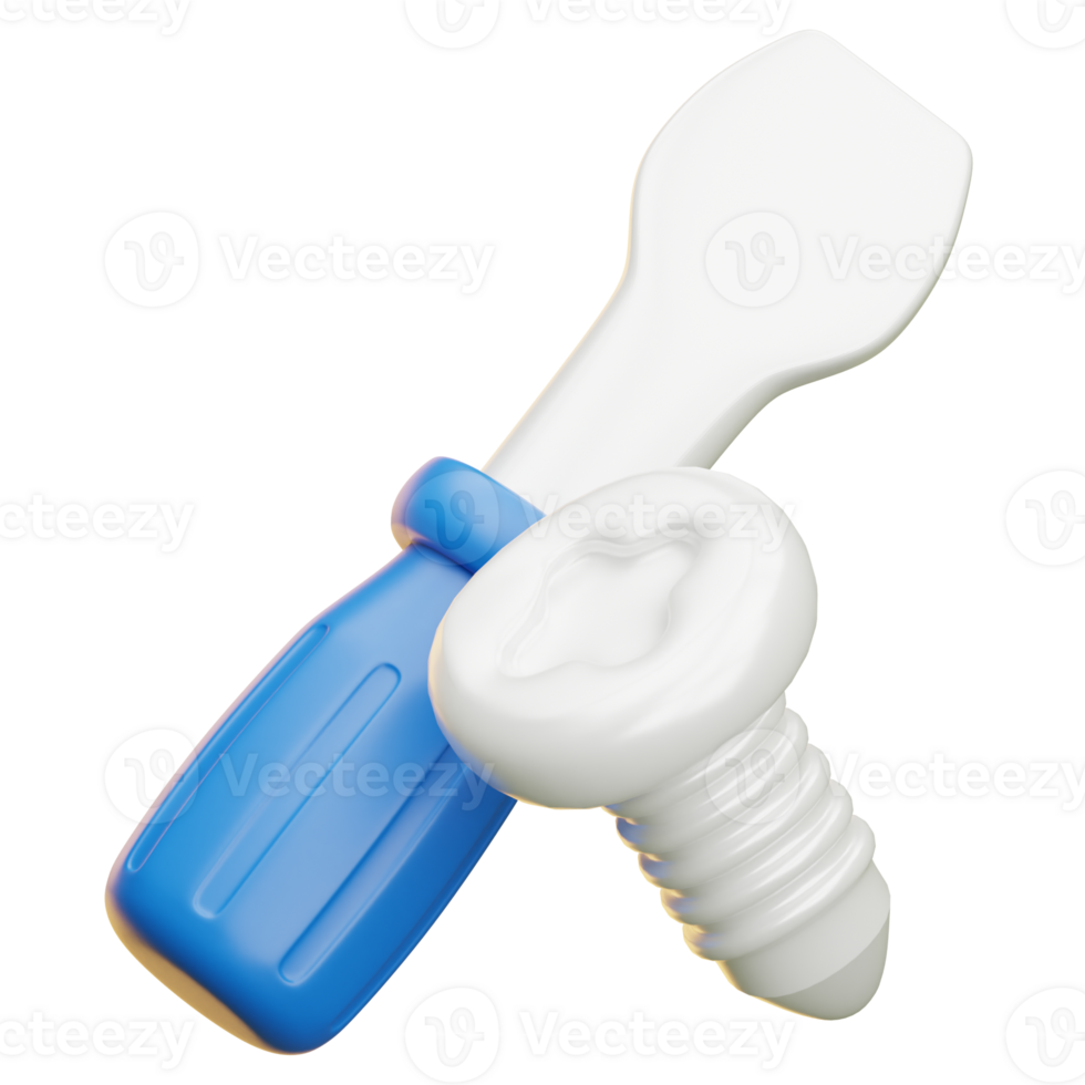 Blue screwdriver and white screw png