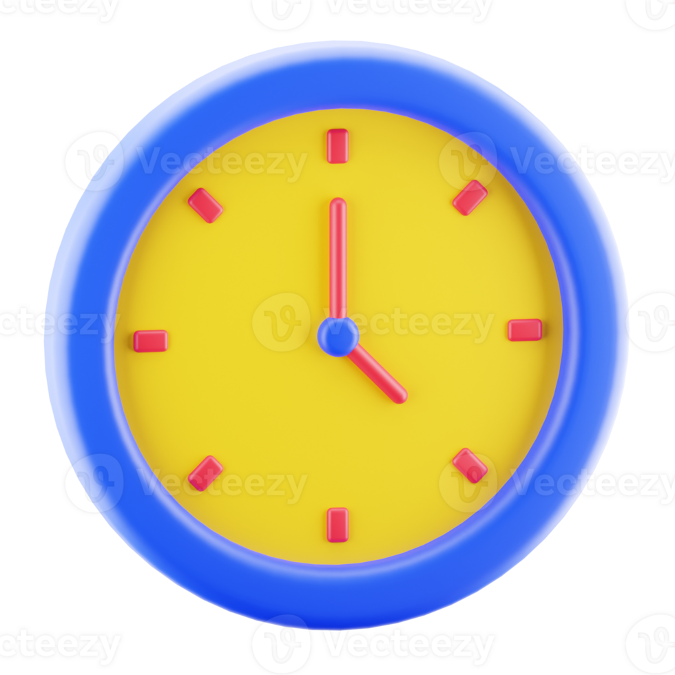 Clock illustration isolated. 3d render time icon. png