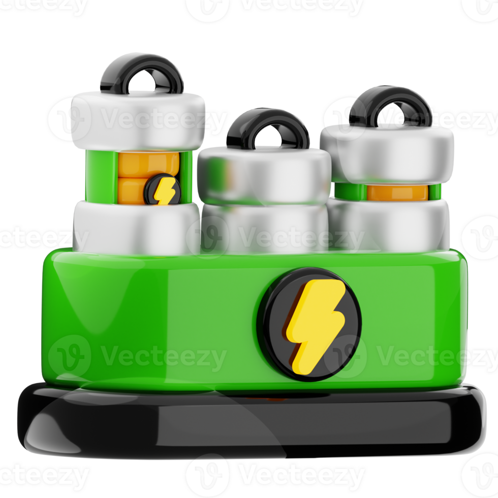 Battery swap 3d illustration. electric vehicle battery station icon. png