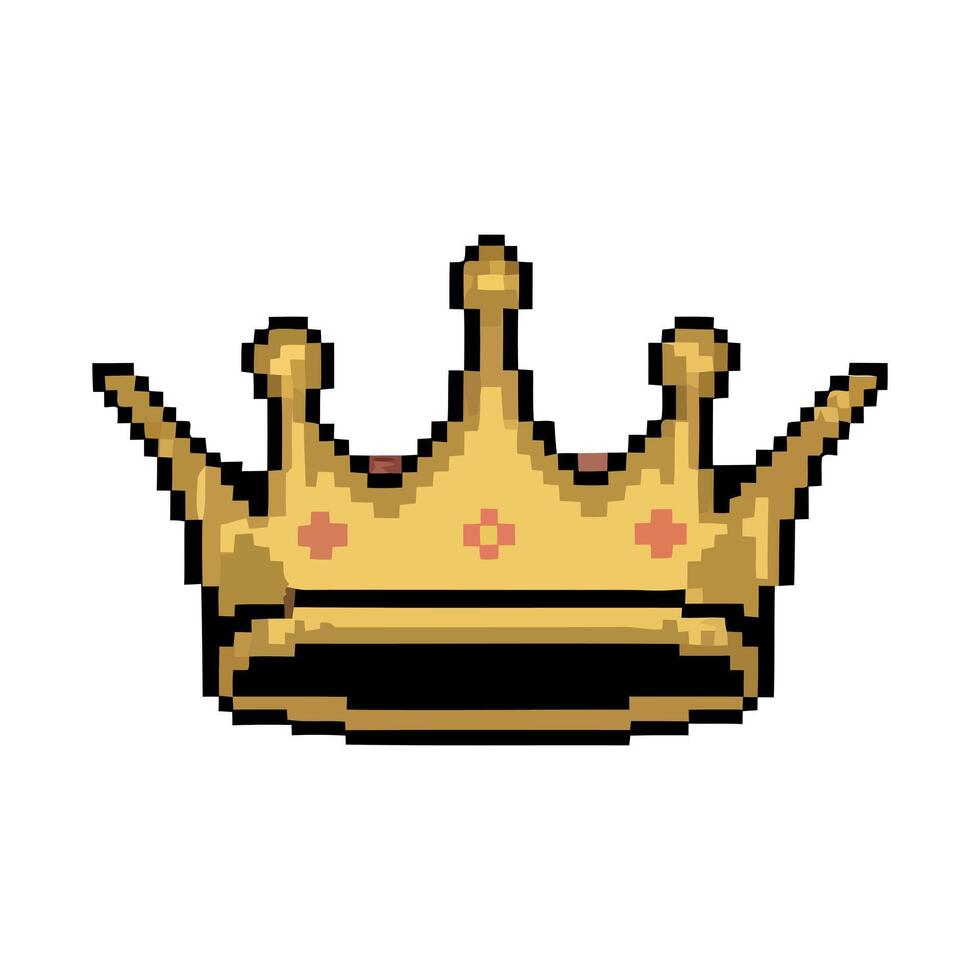Pixelated Golden Crown Icon on white background vector
