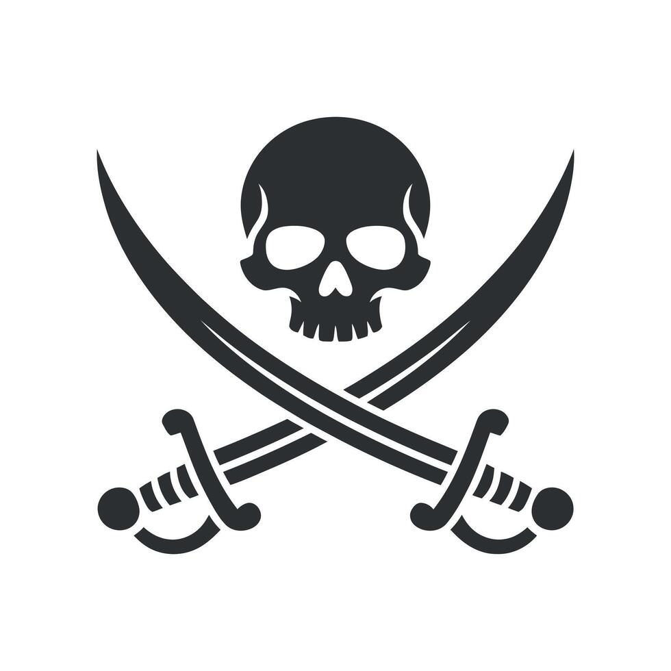 Pirate Skull and Crossed Sabers Graphic Design vector