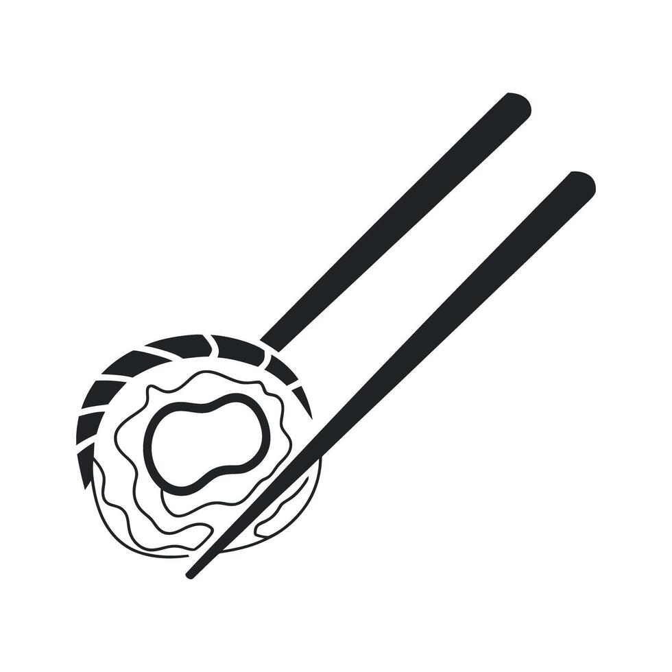 Sushi roll with chopsticks graphic design illustration vector