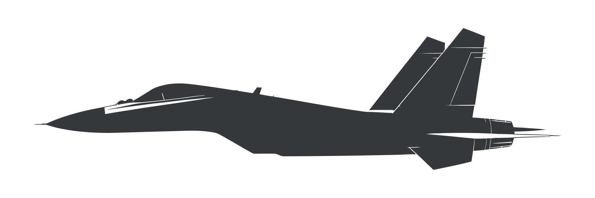 Silhouette of a Military Fighter Jet in Flight Simple dark gray silhouette fighter jet profile view fighter jet military aircraft jet aircraft silhouette vector
