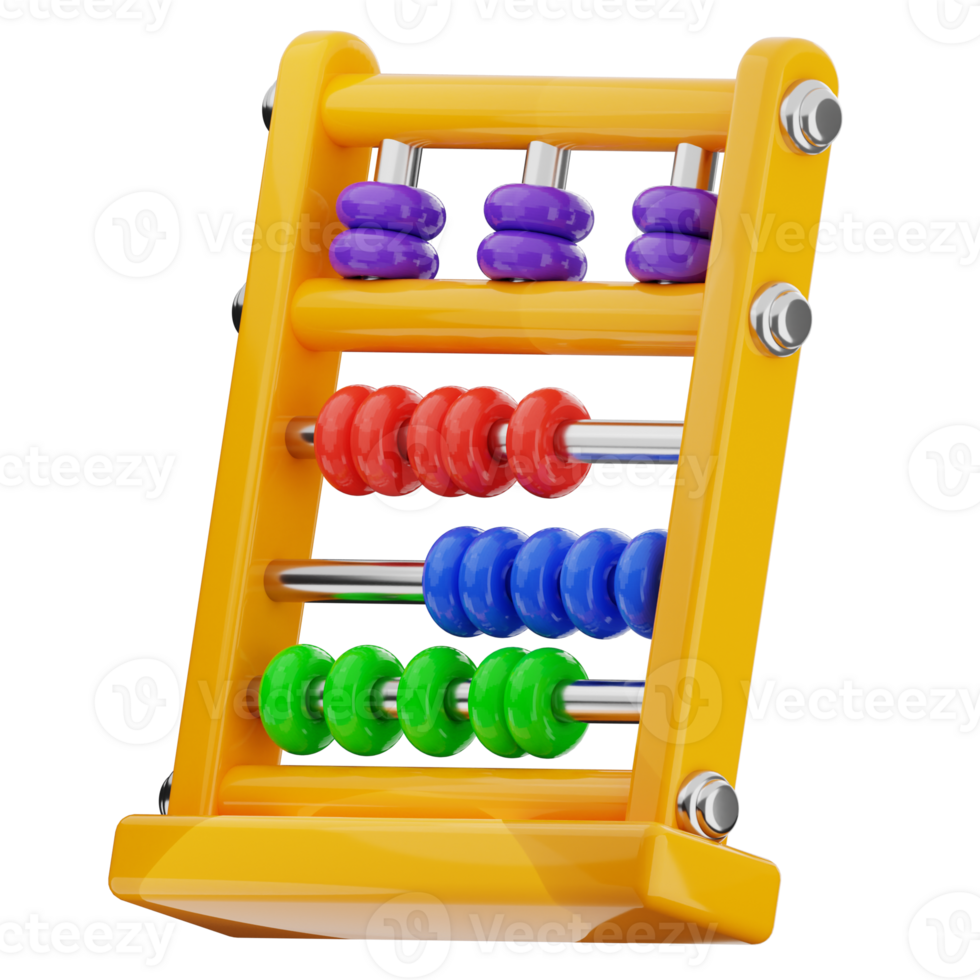 Abacus 3d illustration. basic math calculations tool icon. png