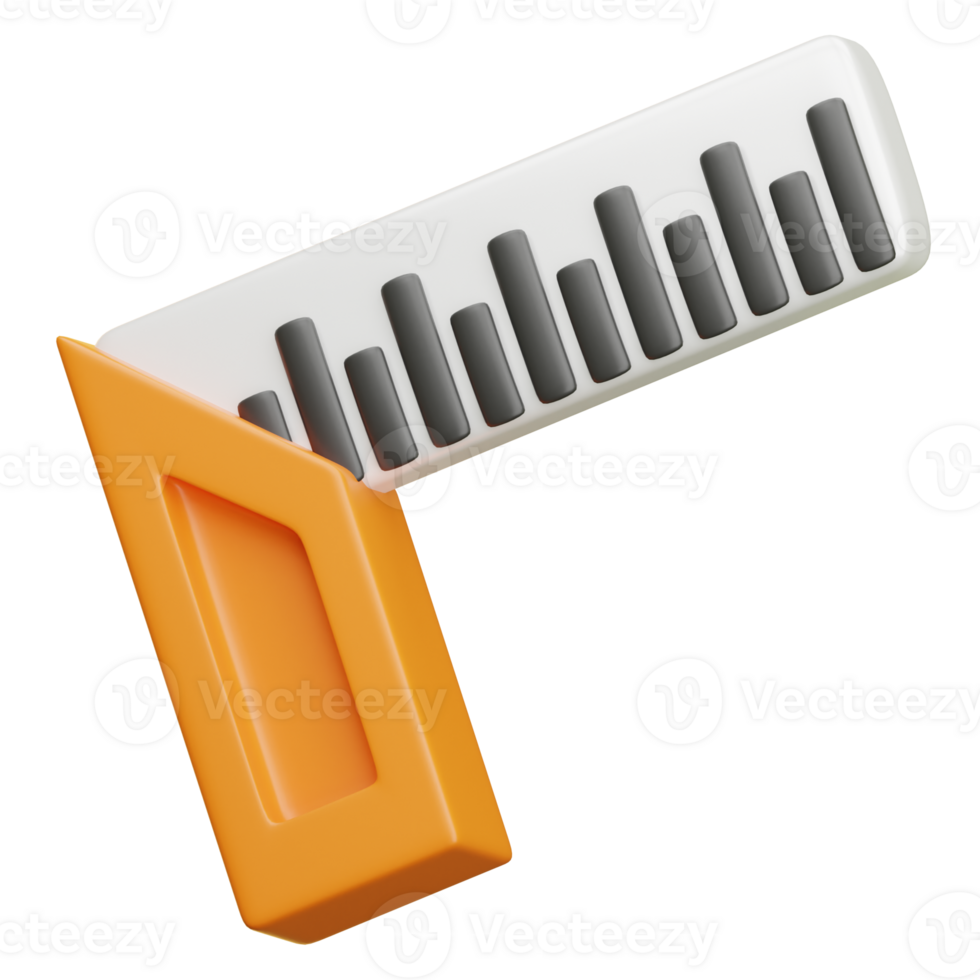 3d illustration of try square combining with data chart bars png