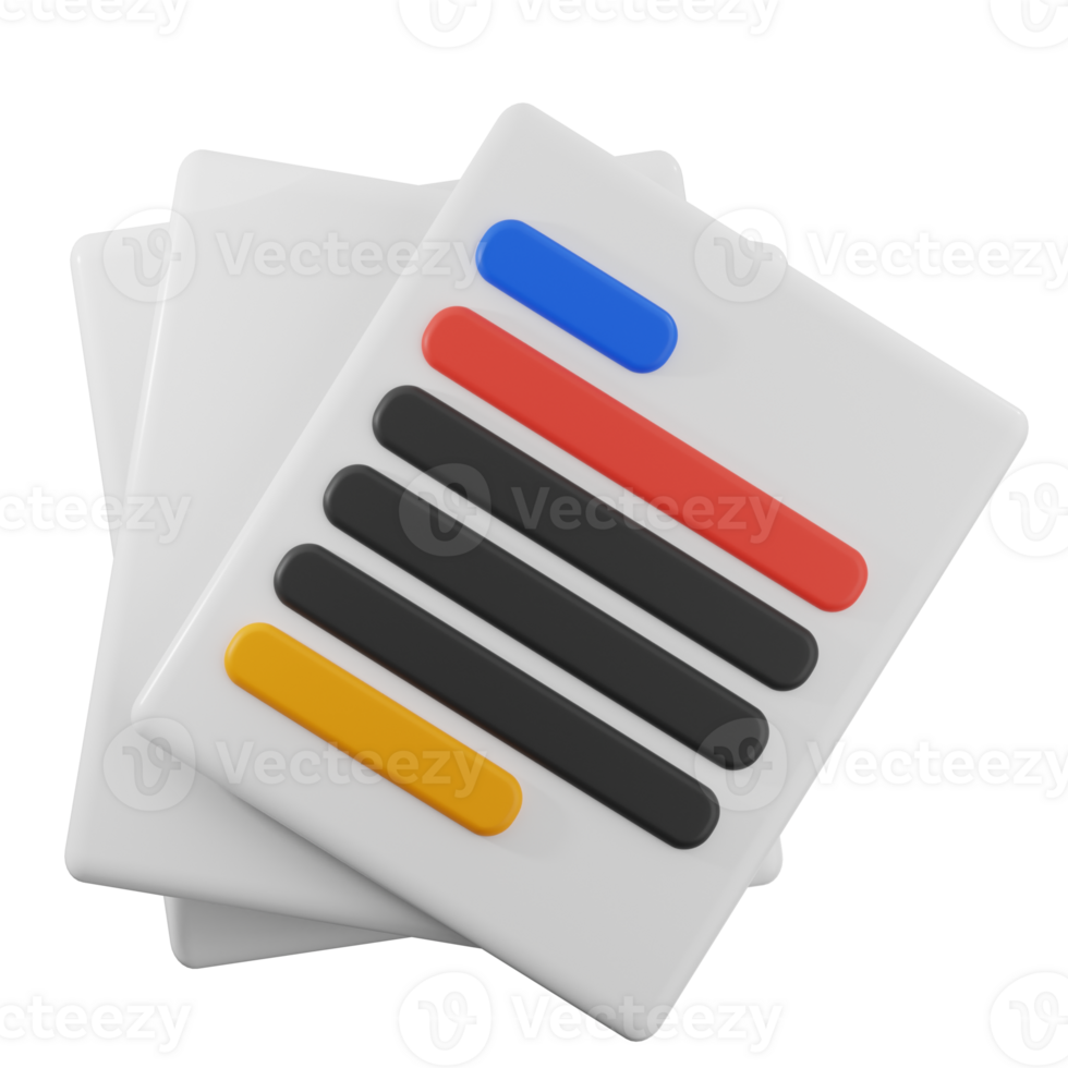 Document paper 3d illustration. business report icon. png