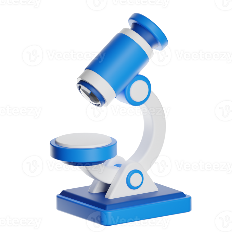 Blue and white microscope icon for scientific research png
