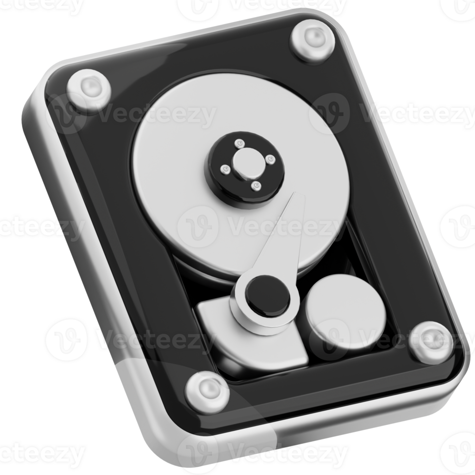 Hard drive 3d illustration. computer storage hardware icon. png
