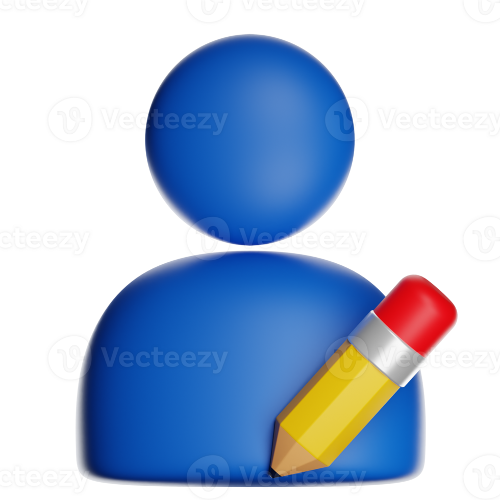 Blue user profile icon with yellow pencil writing and editing png