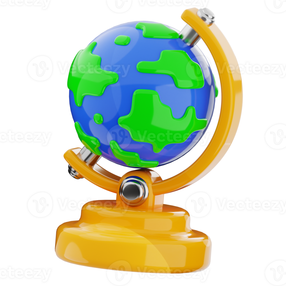 Globe 3d illustration. education tool icon. png