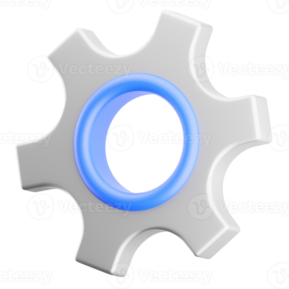 Gear setting illustration isolated. 3d render cog icon. png