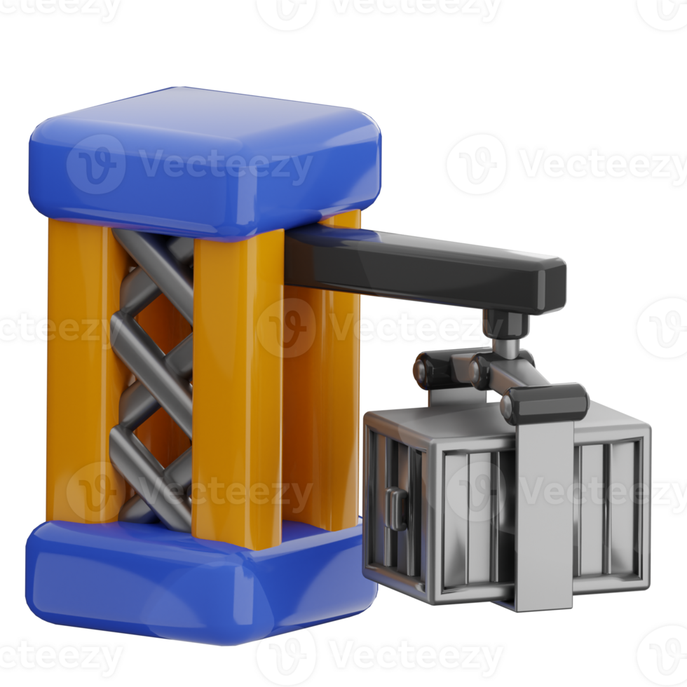 Container crane 3d illustration. logistic port icon. png