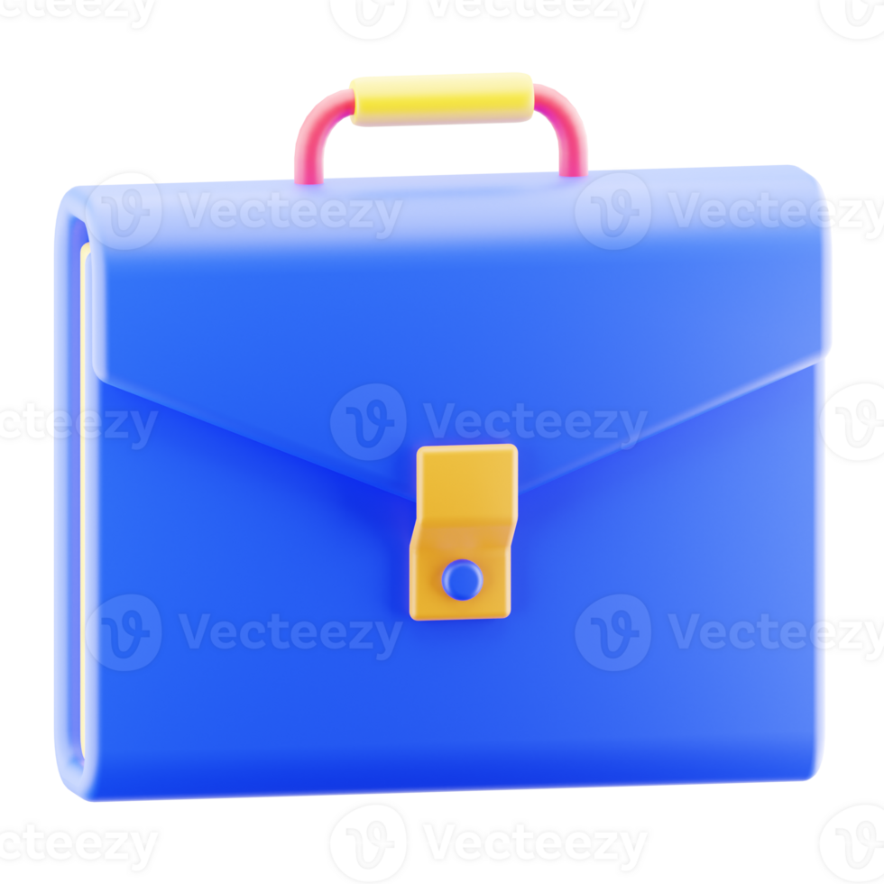 Business suitcase illustration isolated. 3d render briefcase icon. png