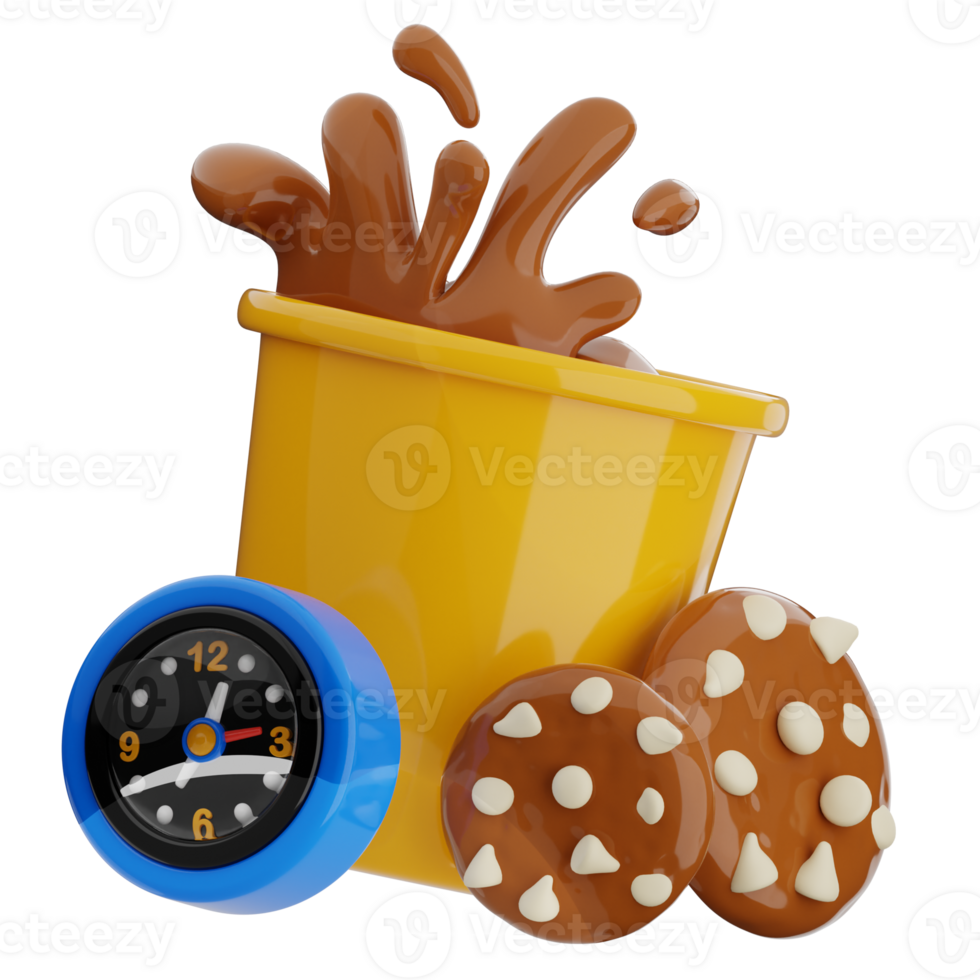 Chocolate bucket with cookies and timer png
