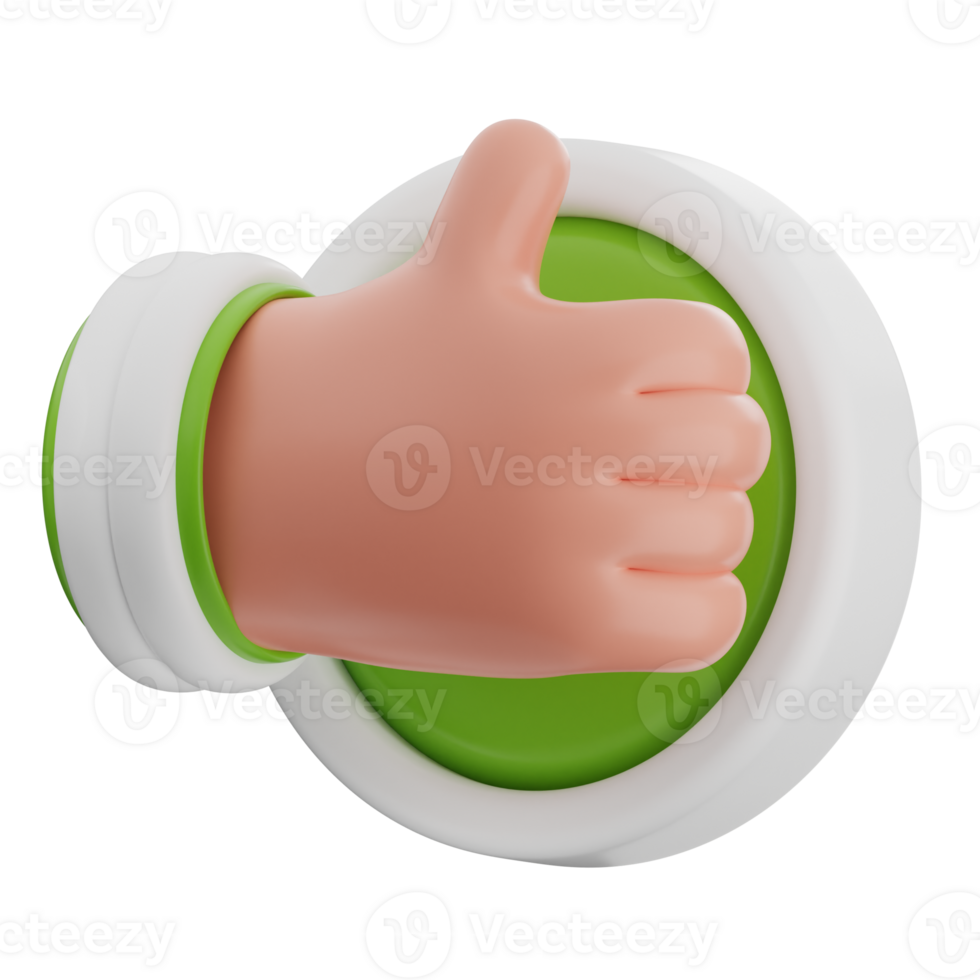 Thumb up 3d illustration. positive customer review icon. png
