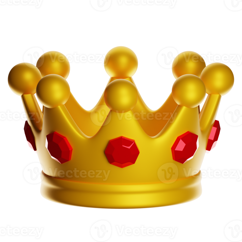 Golden crown with red gems png