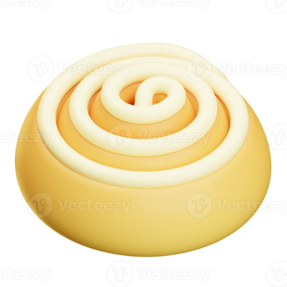 3d cinnamon roll with cream cheese frosting png