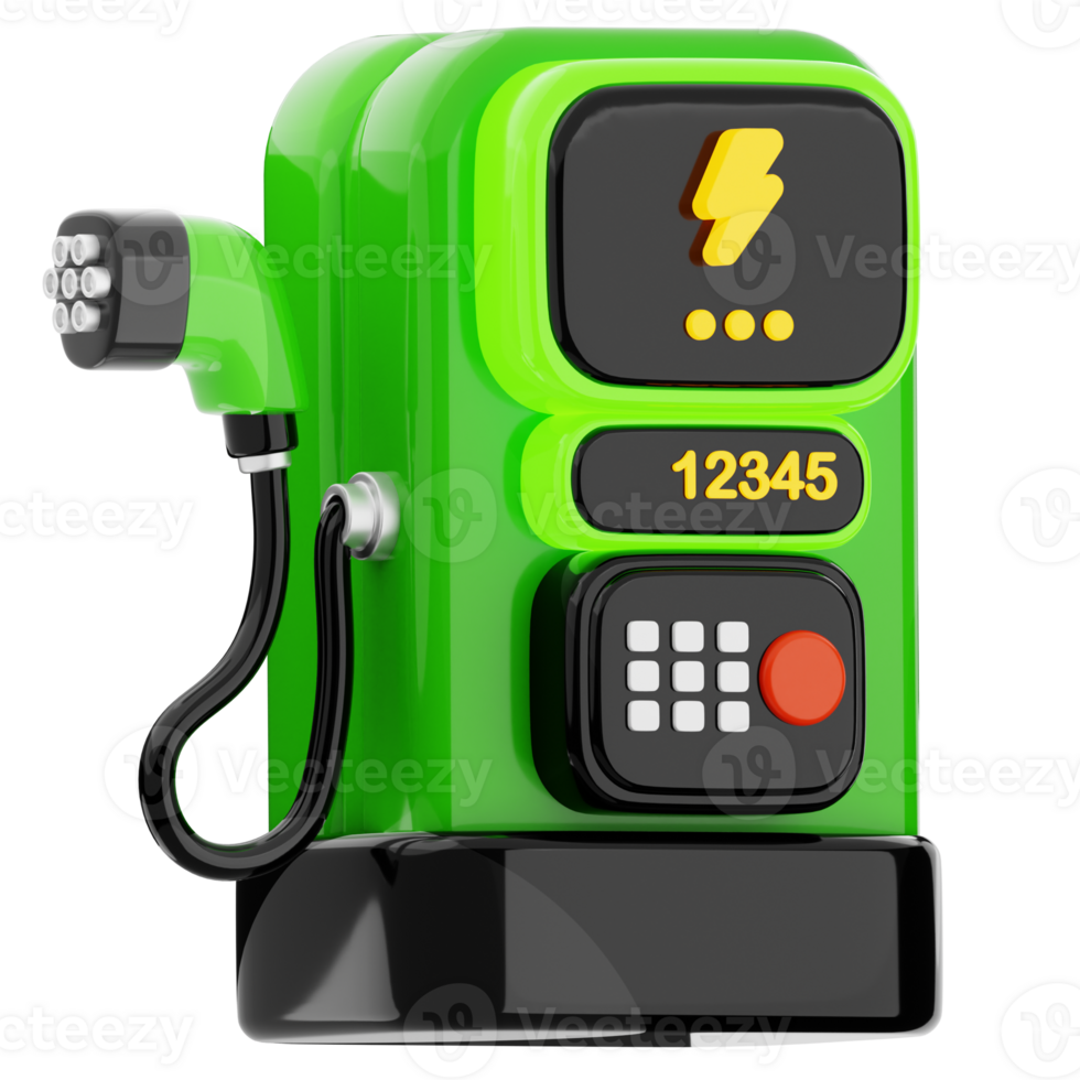 Charging station 3d illustration. electric vehicle charger icon. png