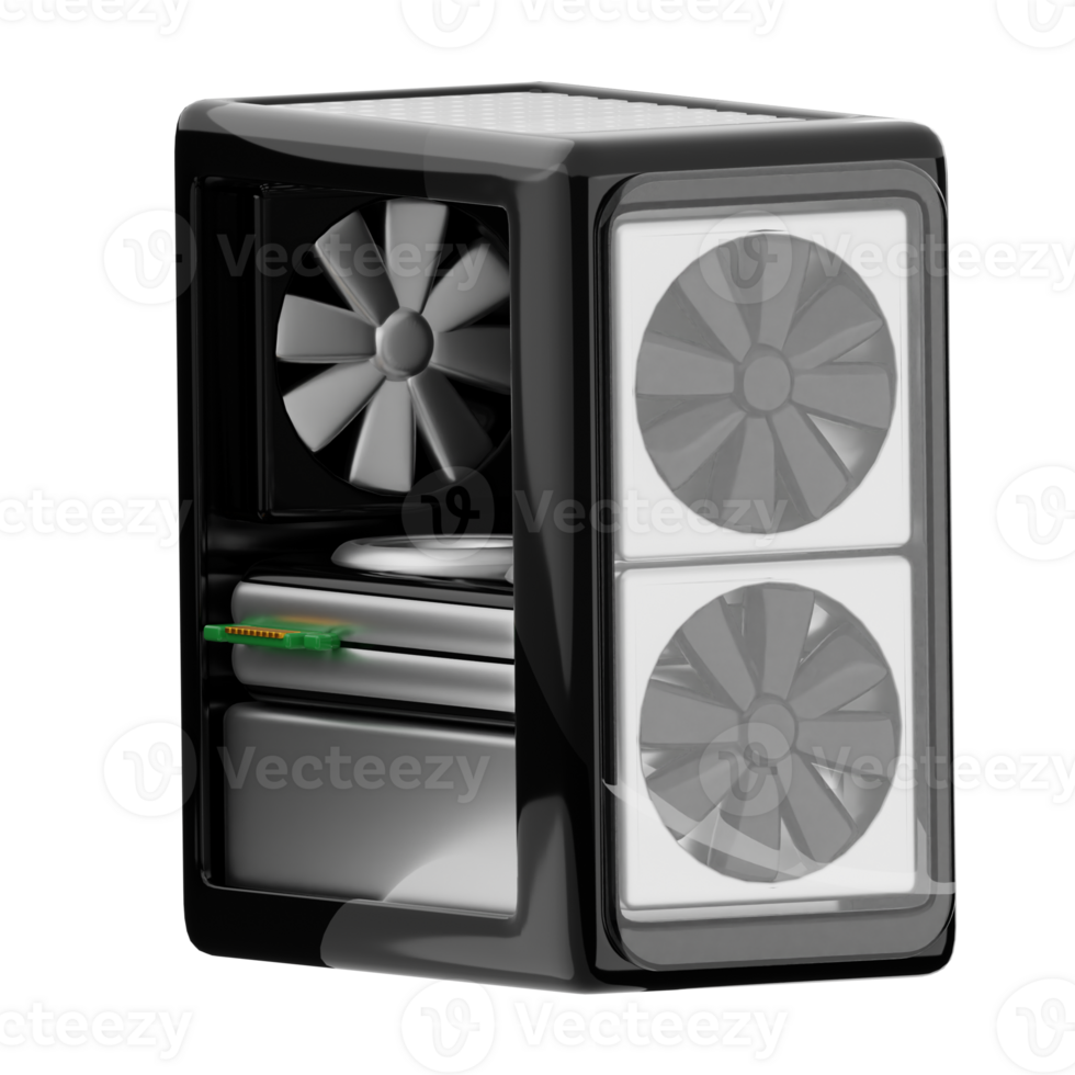 PC tower 3d illustration. computer hardware icon. png