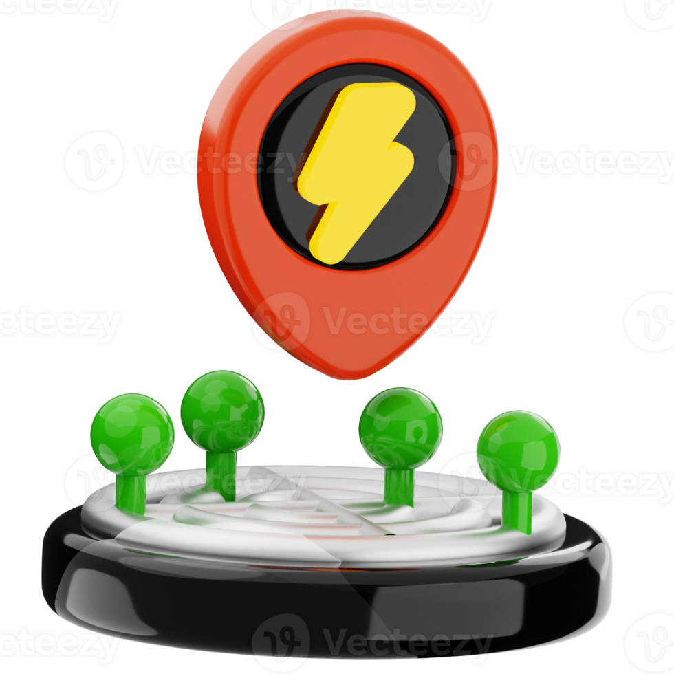 3D map marker with green trees png