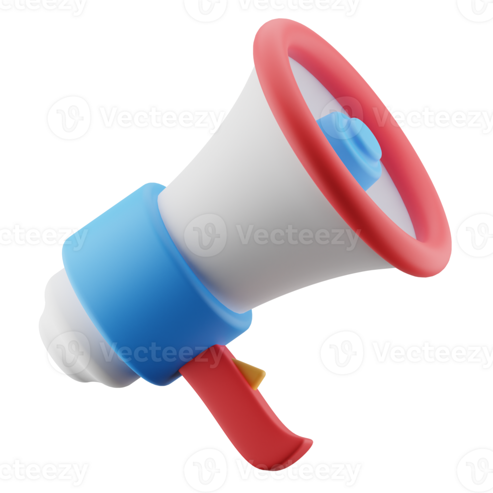 Megaphone illustration isolated. marketing, announcement, promotion. 3d render loudspeaker icon. png