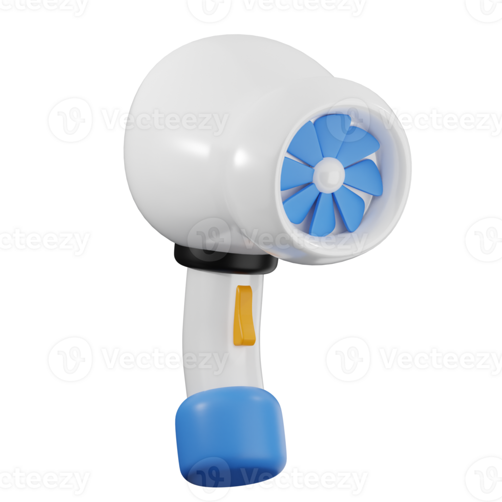 3d hair dryer blowing hot air png
