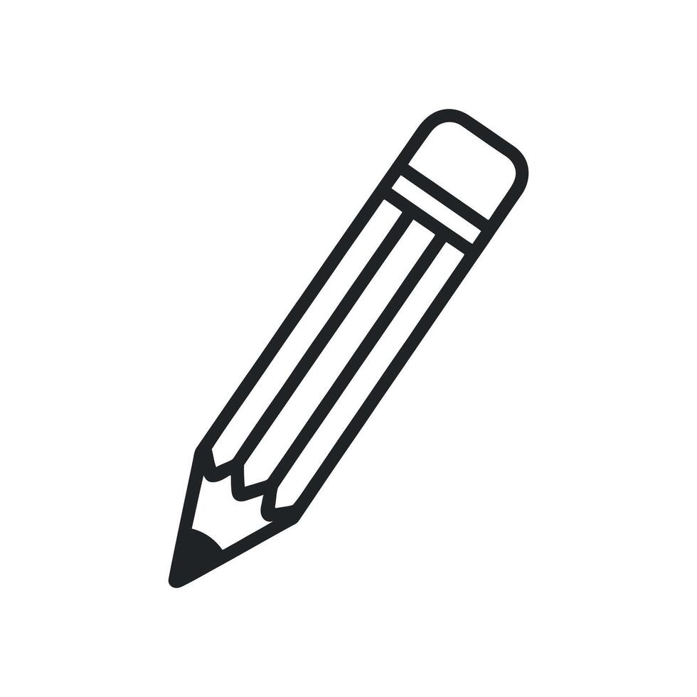 Simple black and white pencil graphic design Outlined icon with simple design writing utensil drawing icon illustration education school art drawing tool line vector