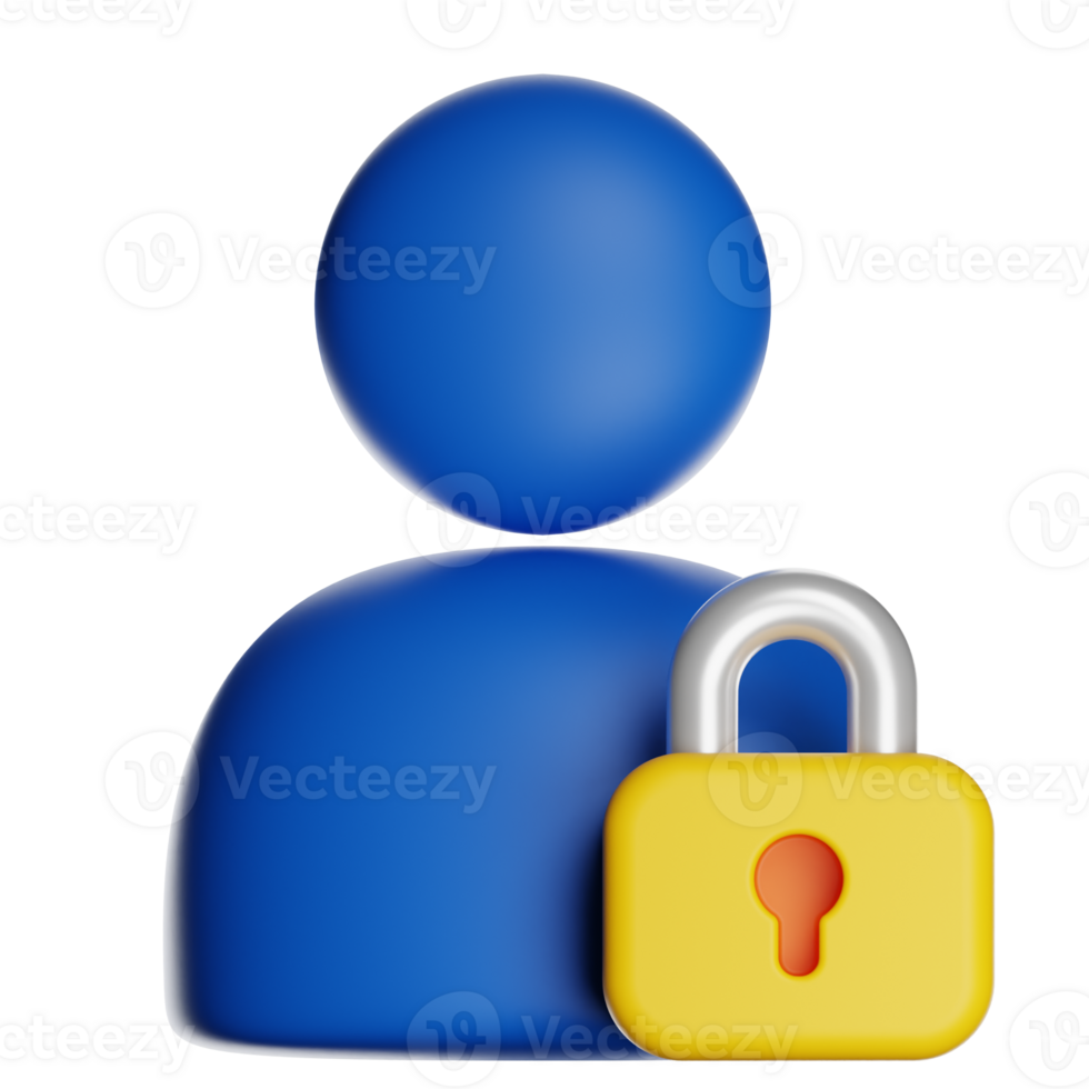 Blue user icon with yellow padlock symbolizing security png