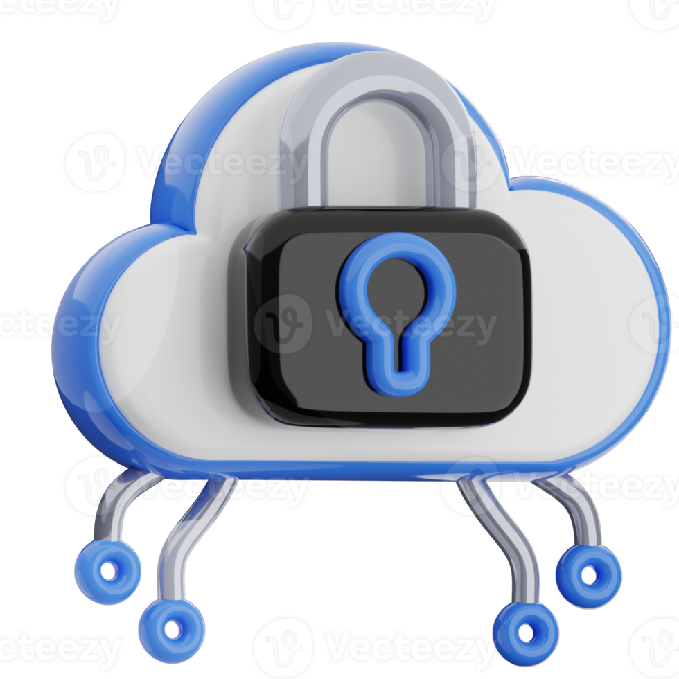 Data security 3d illustration. cloud computing icon. png