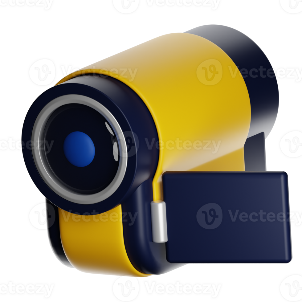 Yellow and blue digital camcorder capturing precious moments png