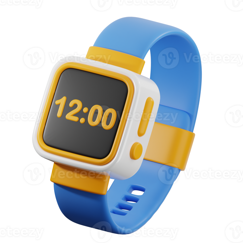 Modern smartwatch, health tracker 3d illustration. png