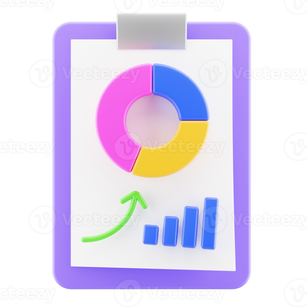 Business report, marketing chart icon isolated. 3d render illustration. png