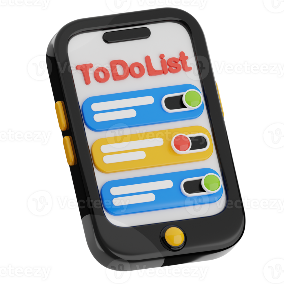 To do list apps illustration. 3d smartphone icon. png