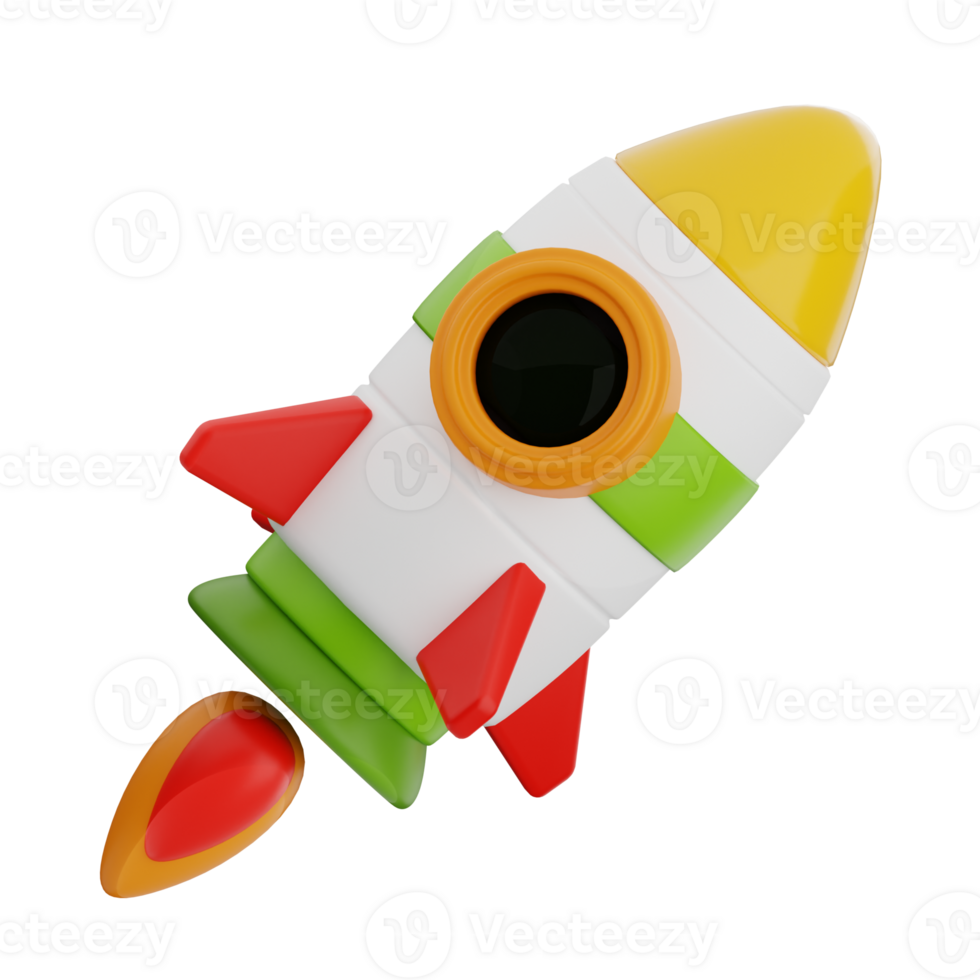 Rocket 3d illustration. spaceship isolated icon. png