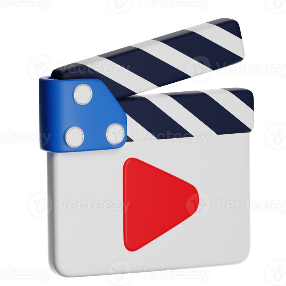 3d clapperboard with play symbol representing filmmaking and entertainment png
